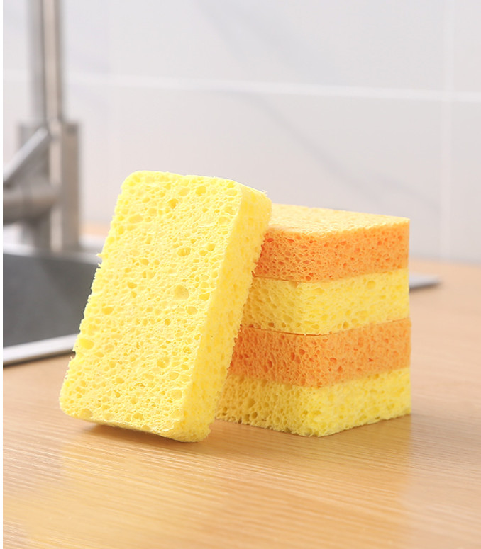 Miếng bọt biển màu vàng rửa chén bát miếng mút chùi rửa xoong nồi tạo bọt hj54