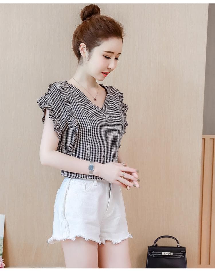 áo kiểu nữ kẻ caro bèo đẹp