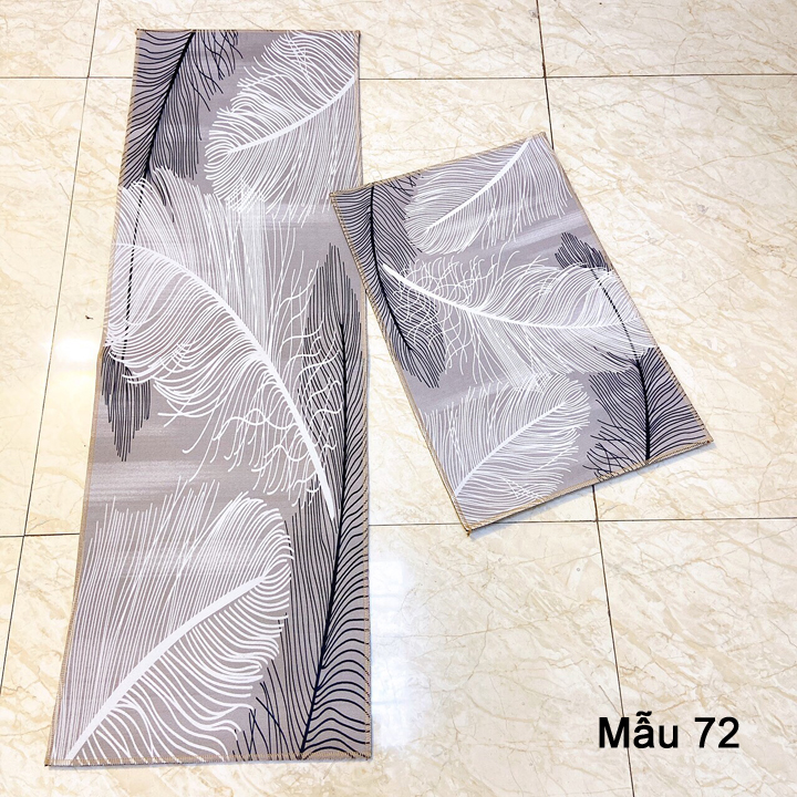 Bộ thảm bếp 2 chiếc màu hoa xám mẫu 71