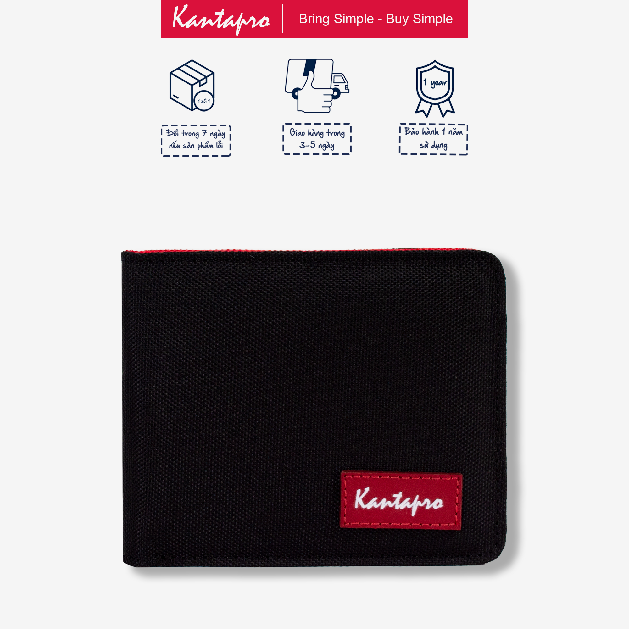 Ví vải Polyester KANTAPRO dáng ngang - Pol Wallet (5 colors)