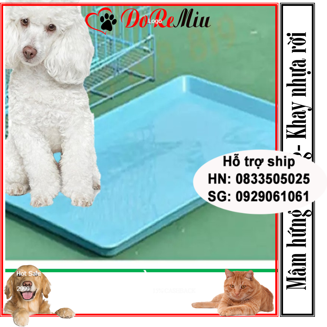 Doremiu- Khay vệ sinh thú cưng (Mâm SD75: Size: 74*44cm) Khay nhựa rời có thể làm mâm hứng chuồng chó mèo