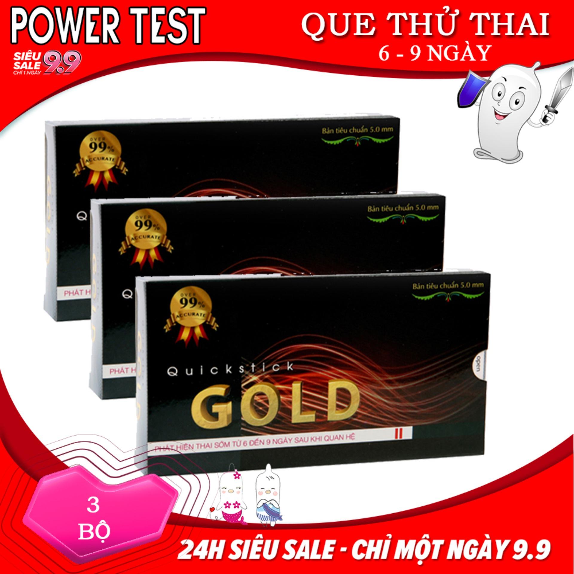 Combo 3 que thử thai Powertest - Bộ 3 que thử thai sớm Quickstick GOLD