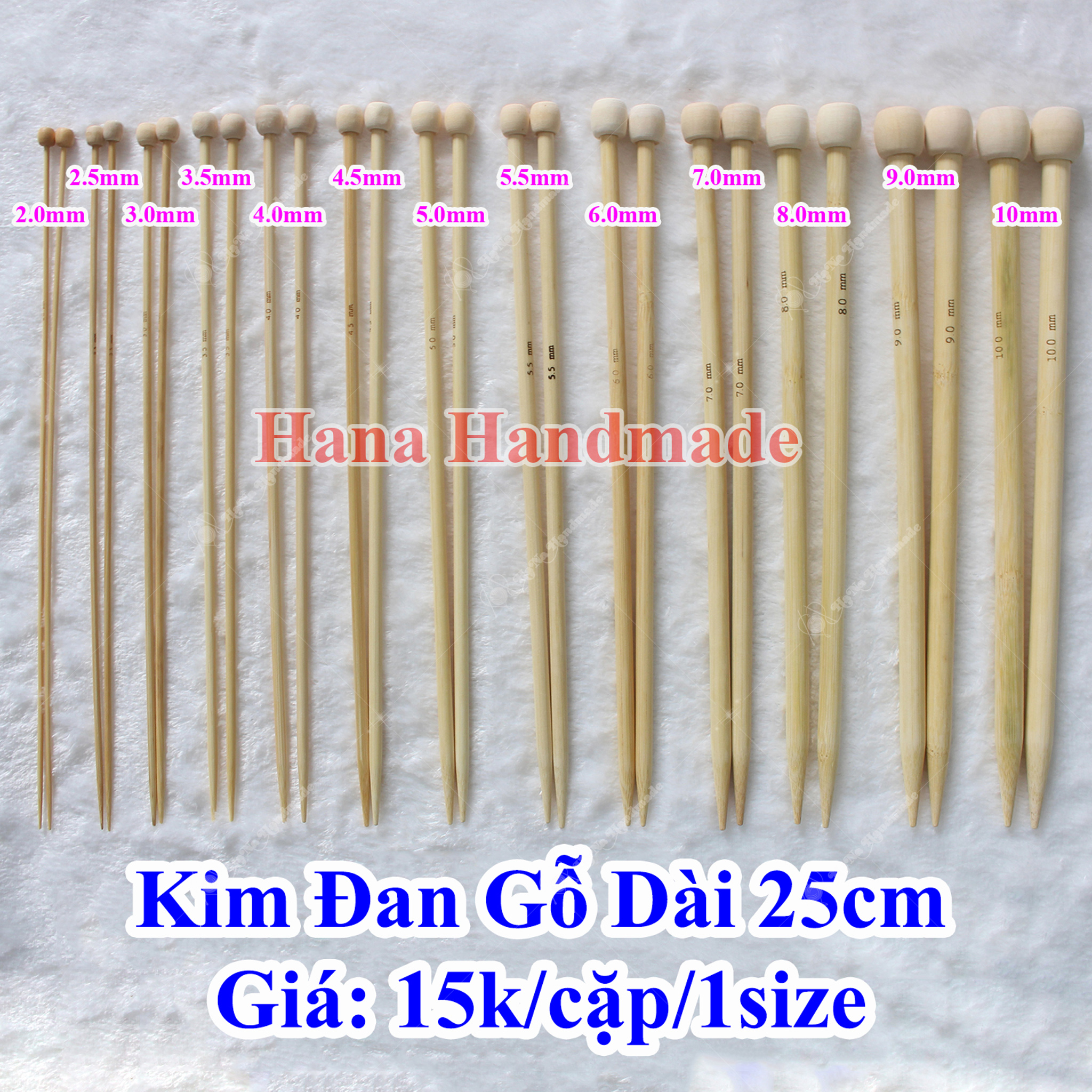 Kim đan len gỗ 25cm thẳng 18k/cặp