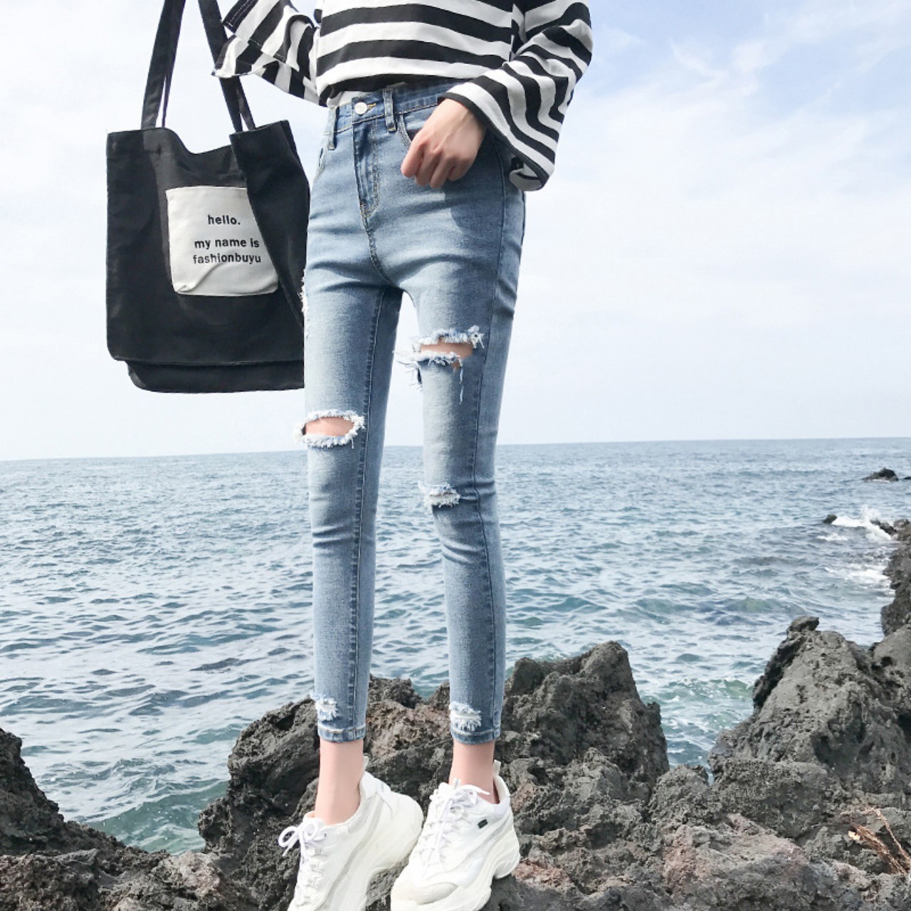 Quần jean nữ lưng cao chất giãn siêu đẹp 1044 -A1-10