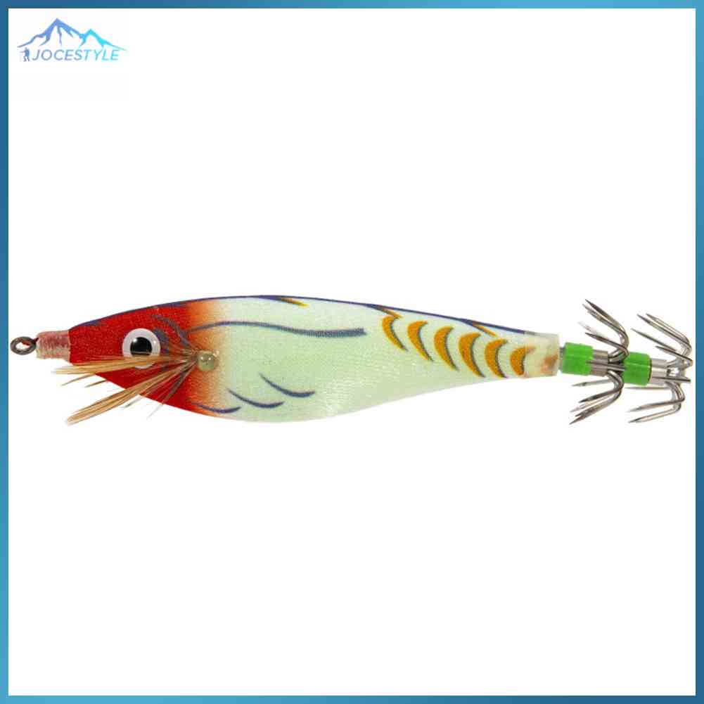 8cm Luminous Wood Shrimp Bait with Squid Jigs Hook Simulation Fishing Lures