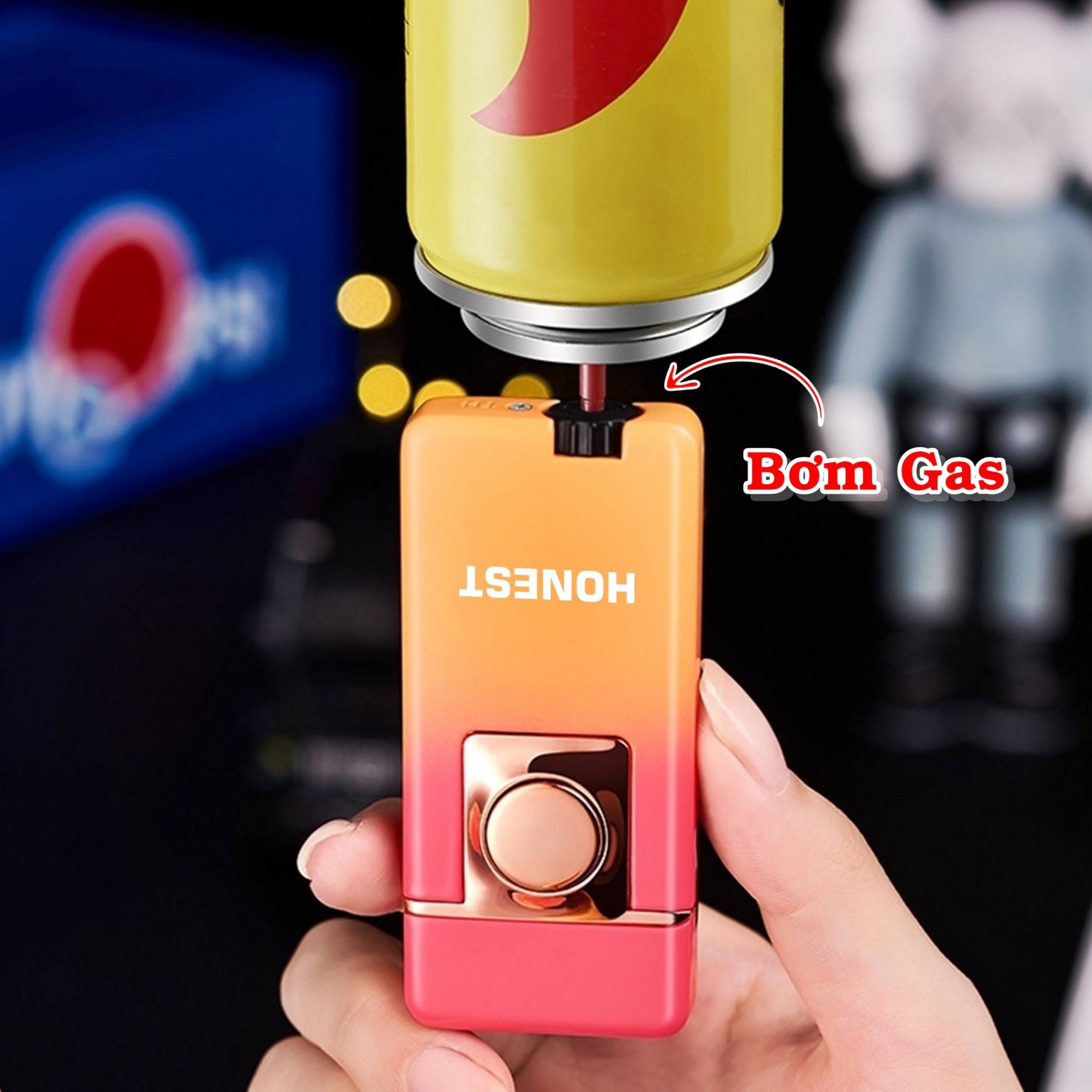 BẬT LỬA HO-NEST 2 CHẾ ĐỘ LỬA MÀU CẦU VÒNG (LỬA NGỌN VÀ LỬA HOẢ TIỄN) - (XÀI GAS)