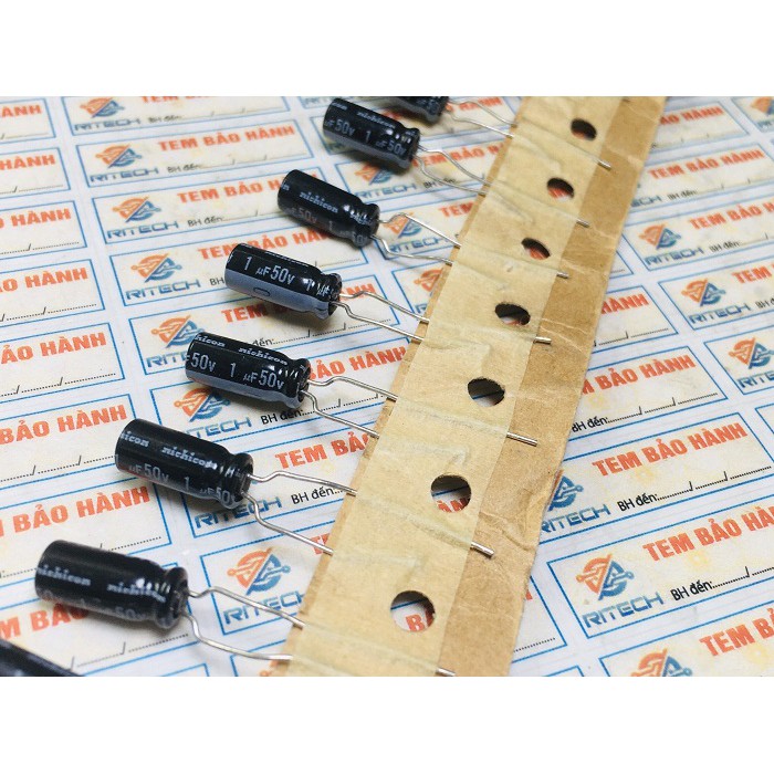 Combo 50 con tụ hóa nichicon 1uf 50v kích thước 5x11mm