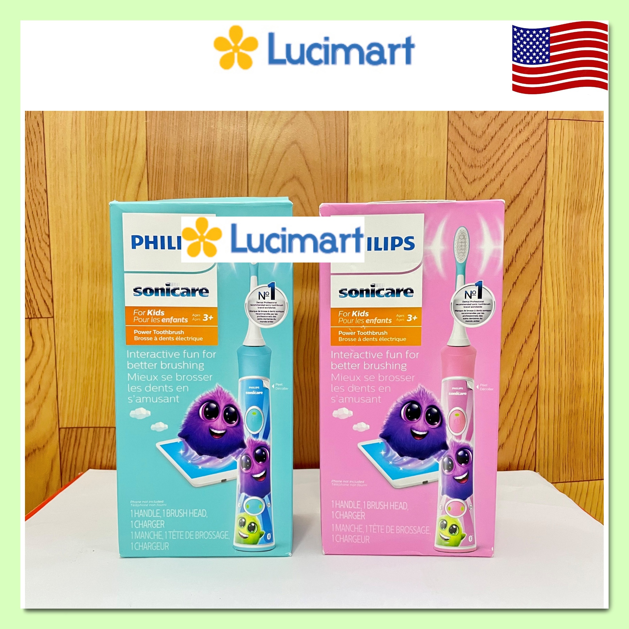 Bàn chải điện trẻ em Phi.lips Sonicare Kids Rechargeable Electric Toothbrush [Hàng Mỹ]