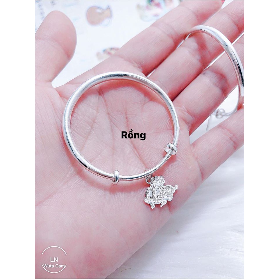 VÒNG TAY TRÒN BẠC TA CHO BÉ TREO CON GIÁP