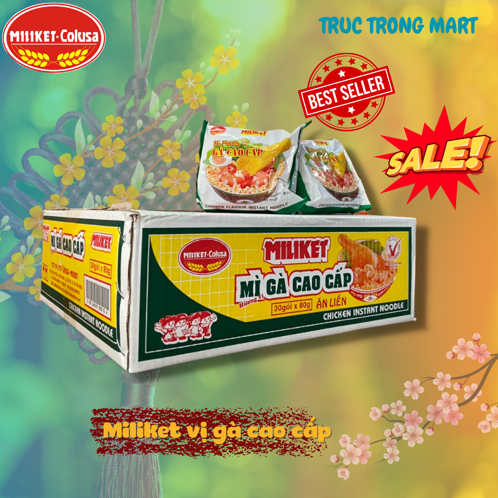 Mì tôm Miliket vị Gà Cao cấp 30 gói/80gr
