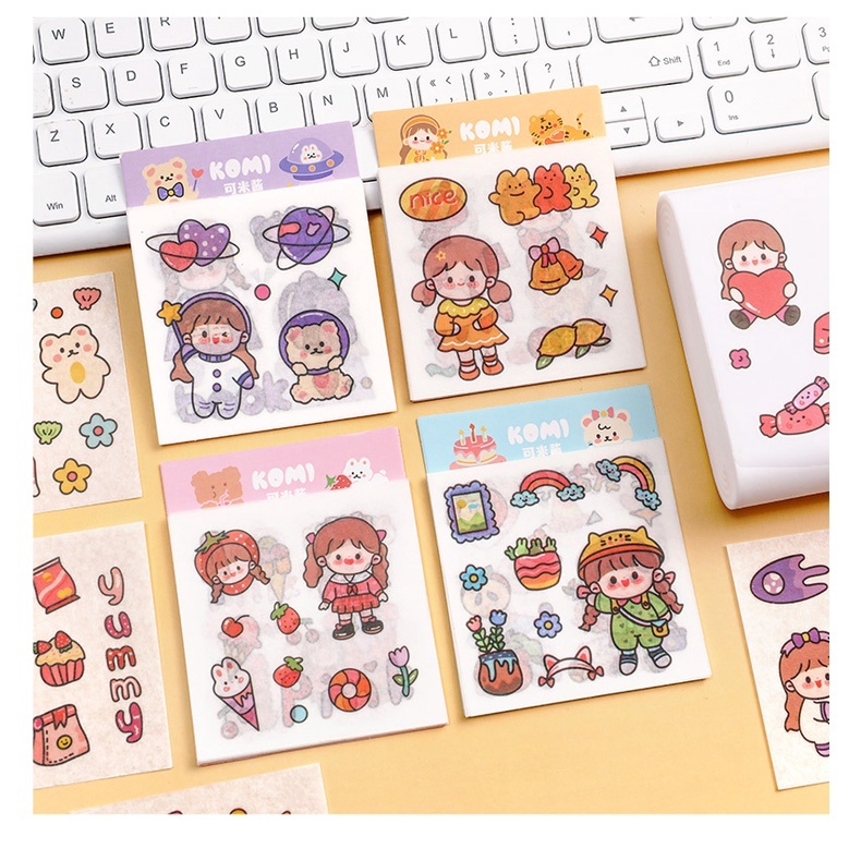 Set 12 miếng dán sticker trang trí đồ dùng hình cô gái siêu cute BAG U SCOBE12
