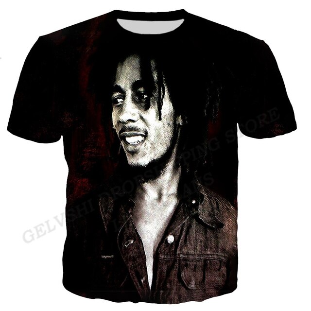 Bob Marley T shirt Men Fashion T-shirts Kids Hip Hop Tops Tees Bob Marley 3d Print T-shirts Boys Tee Africa Men's Tshirt Rapper