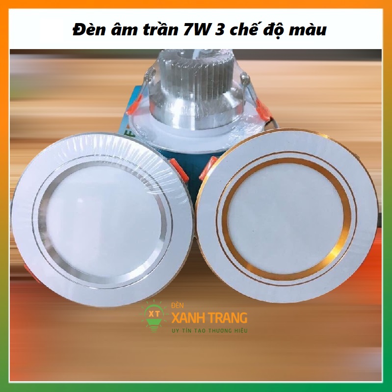 Combo 10 Đèn Led Âm Trần 3 màu 7w , đèn led trần thạch cao, đèn dowlight