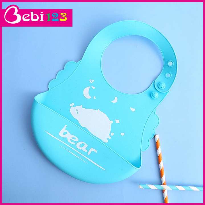 Yếm ăn dặm chống thấm silicon siêu nhẹ Hoạt hình cho bé trai và bé gái