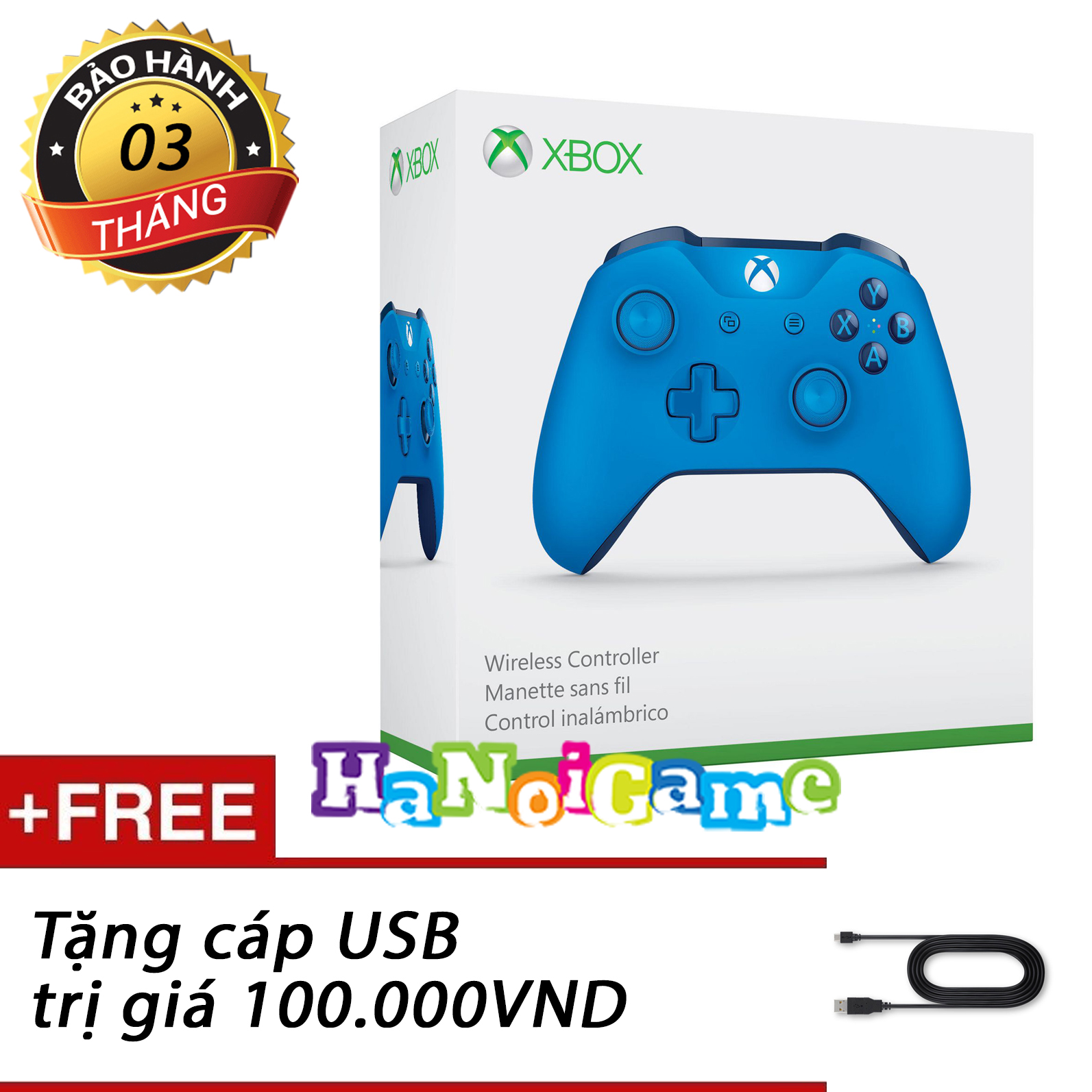 Tay cầm chơi game Xbox One S Blue (nhập khẩu US)