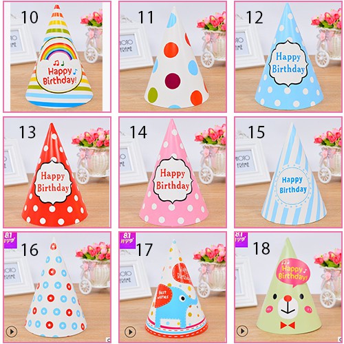 set 2/ set 5 mũ sinh nhật giấy- Nón Sinh Nhật giá rẻ