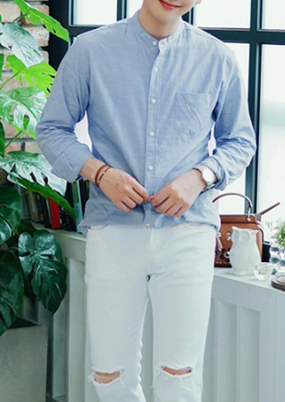 [HCM]Áo sơ mi nam cổ trụ