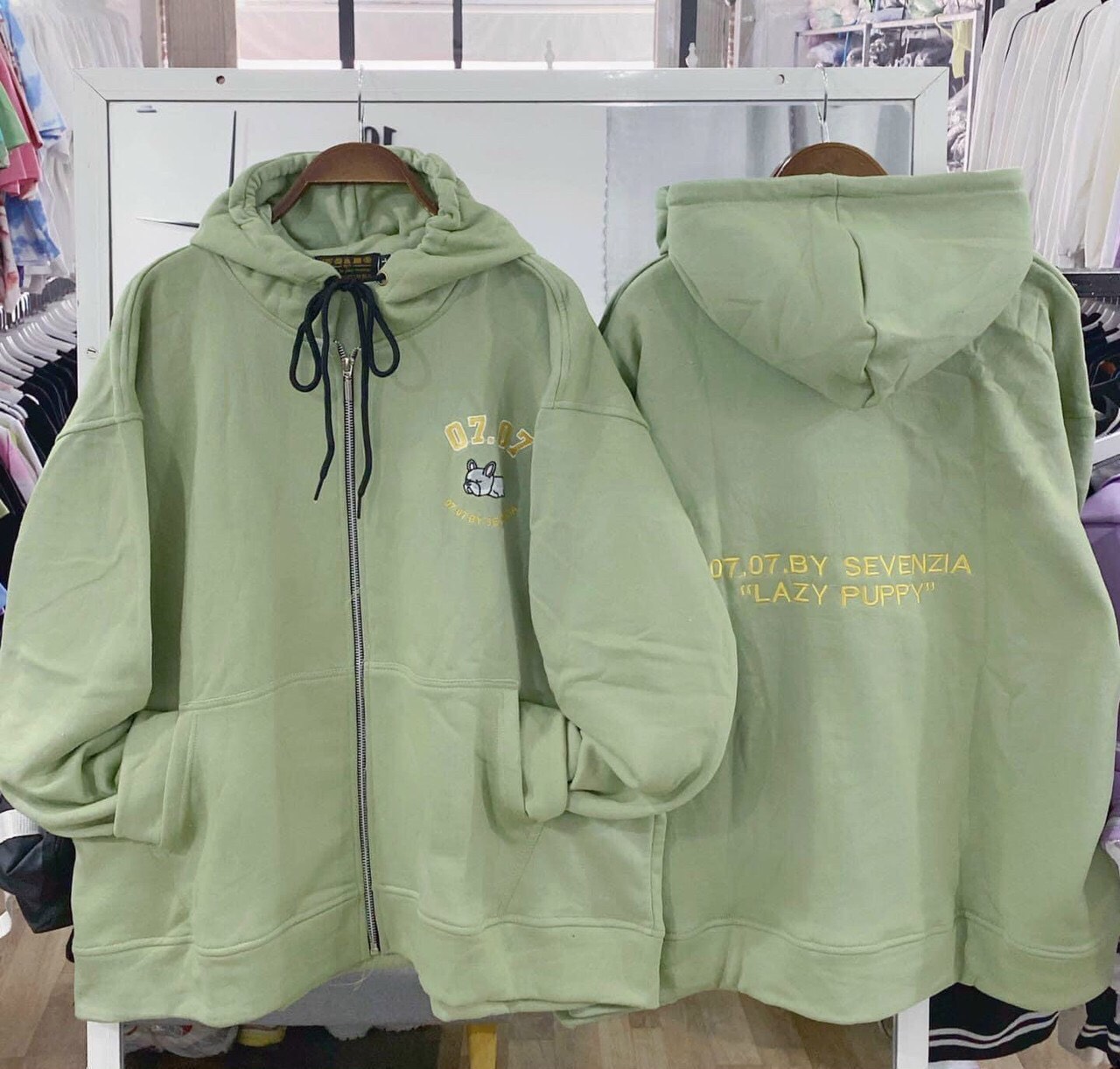 áo khoác nữ form rộng đi học, áo hoodie nữ form rộng có dây kéo tp20