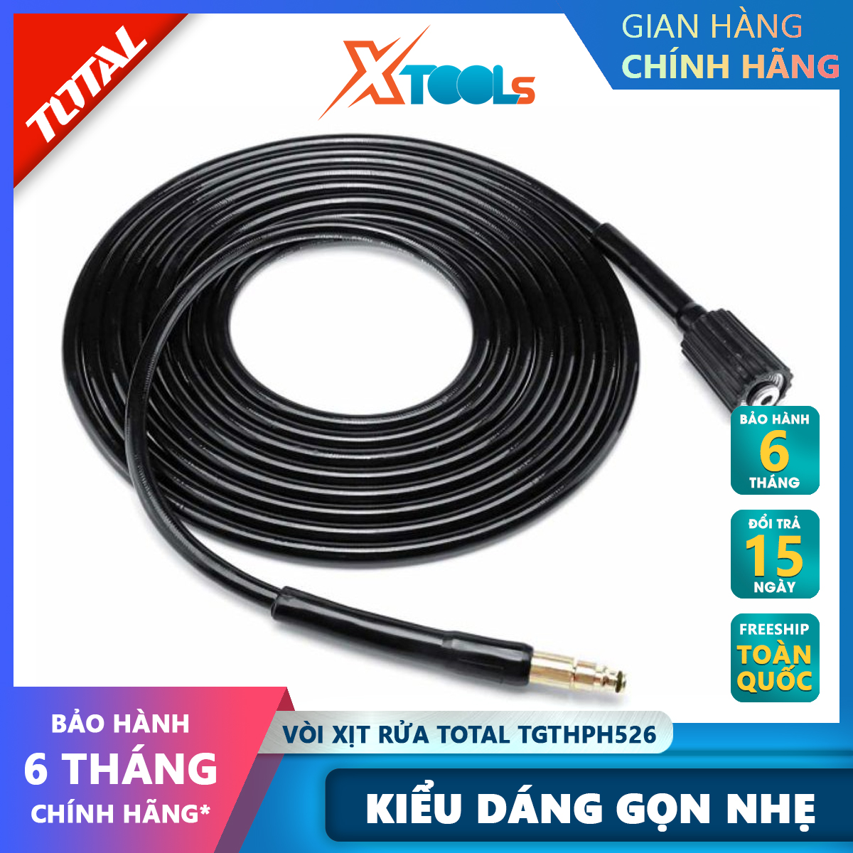 Total tgthph526 high pressure washer jet wire 5 meters long water hose PVC material 2kg weight