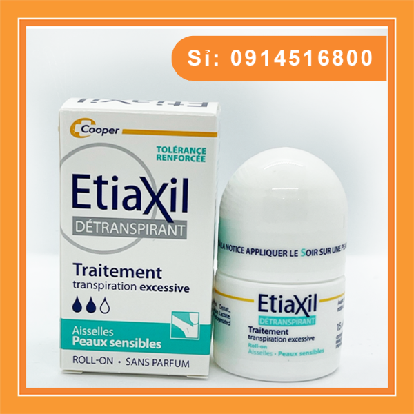 Lăn Khử Mùi ETIAXIL Pháp, lăn nách etiaxil 15ml, màu xanh dành cho da nhạy cảm, Etaxil ngăn ngừa mùi hôi cơ thể hiệu quả