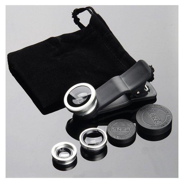 Mobile Phone Camera Lens Kit Fish Eye 2 in1 Macro Lens amp; Super Wide Angle with Black Universal Clip
