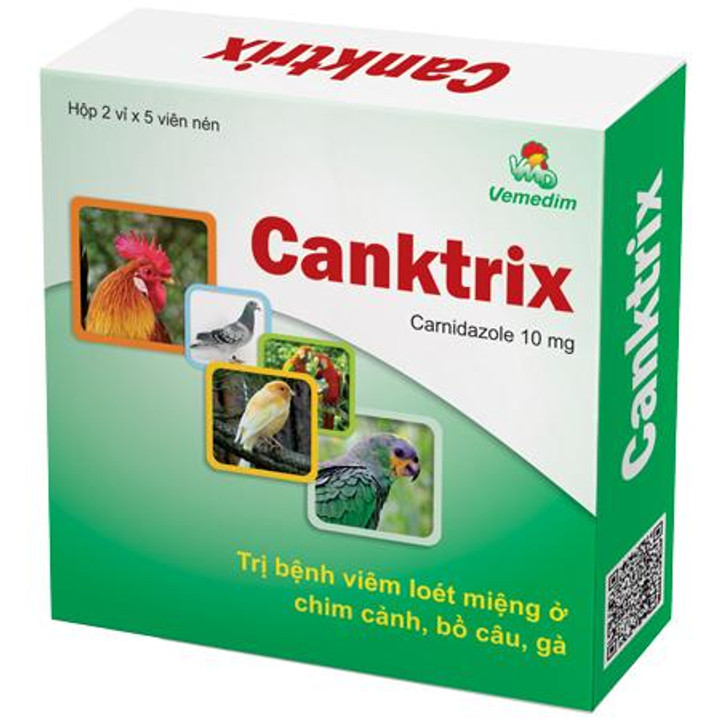 Canktrix - các vấn đề nổi đẹn ở bồ câu, chim cảnh, gà đá - 10 viên/hộp