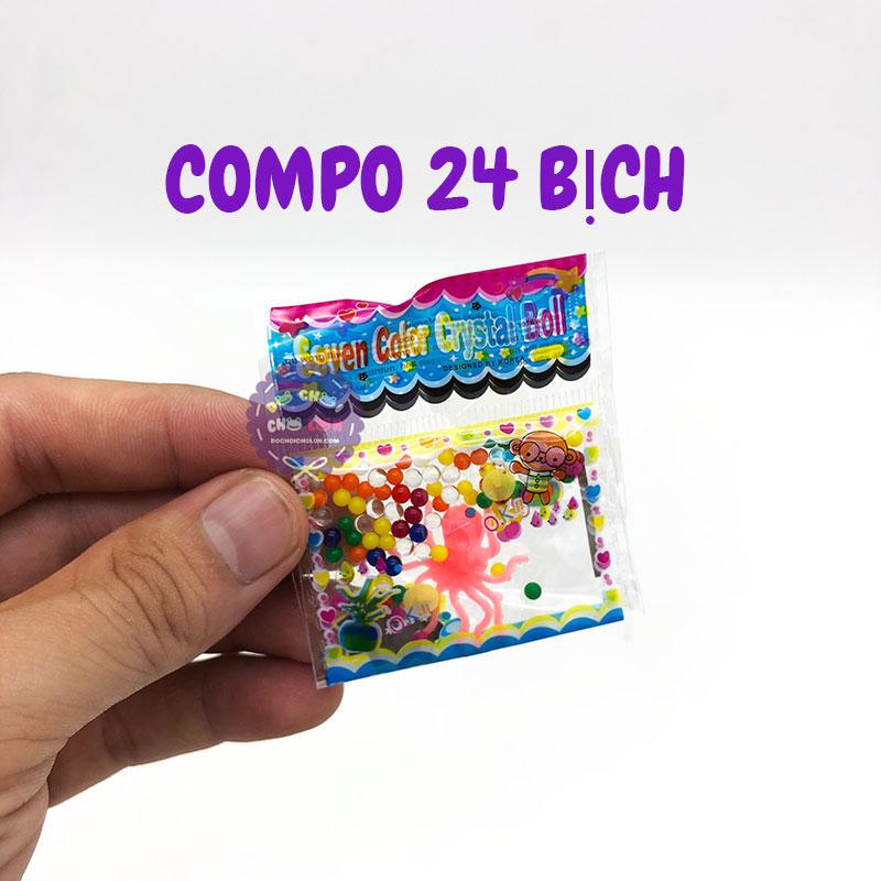 Combo 24 bịch hạt nở kèm thú nhiều màu trong nước 100 hạt/1 bịch, Mẫu mã đa dạng, Màu sắc tươi sáng