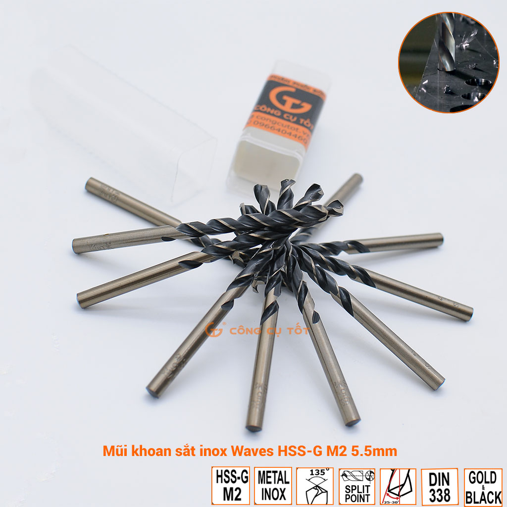 Mũi khoan sắt inox Wave HSS size tùy chọn