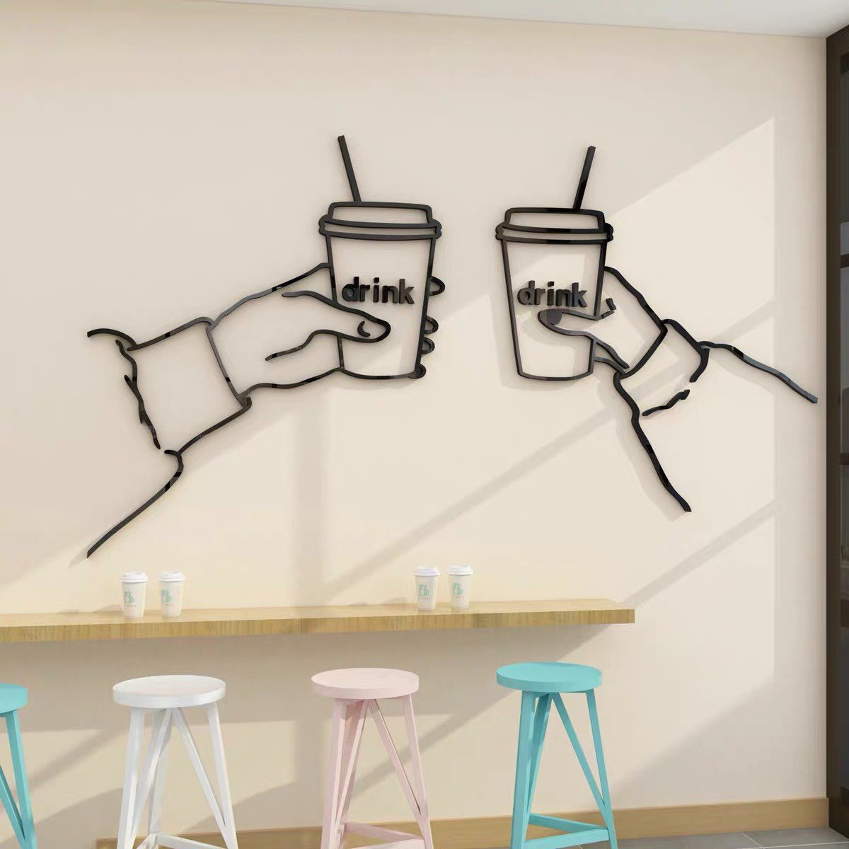 Decal dán nổi cao cấp - Drink trang trí phòng trà, quán cafe, trà sữa, quán ăn vặt, ăn nhanh