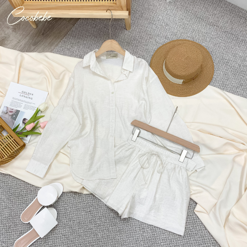 Set Áo Sơ Mi + Quần Ngắn Lưng Thun M3143 Cocobebe
