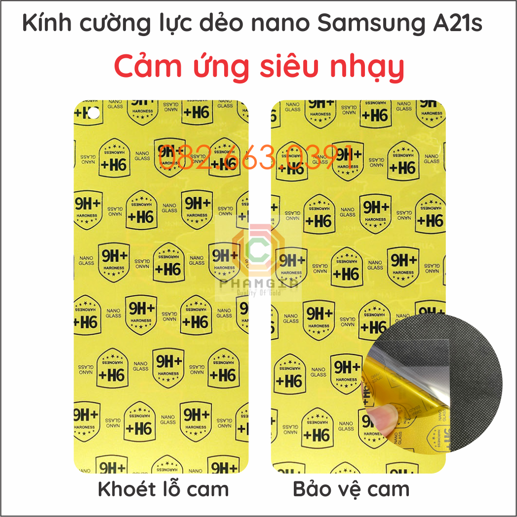 Dán cường lực Samsung A21S nano dẻo siêu đẹp siêu bền