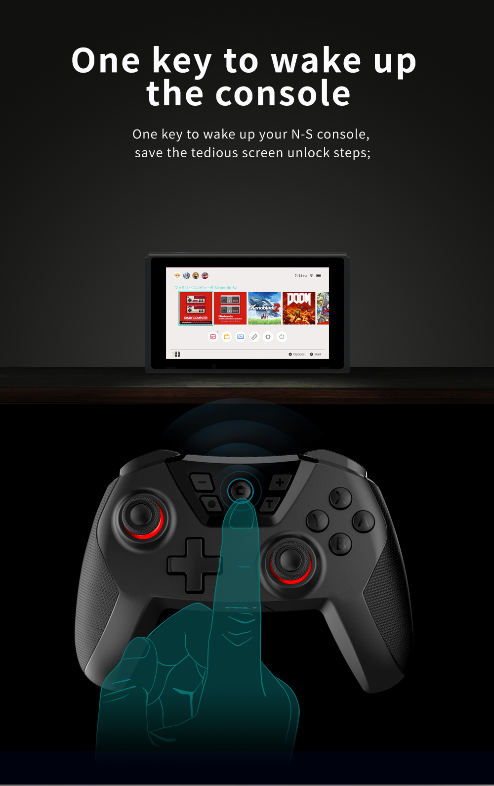 Nintendo Switch tay cầm dobe 0118a có wakeup và amibo Dobe0118A pro controller nintendo switch