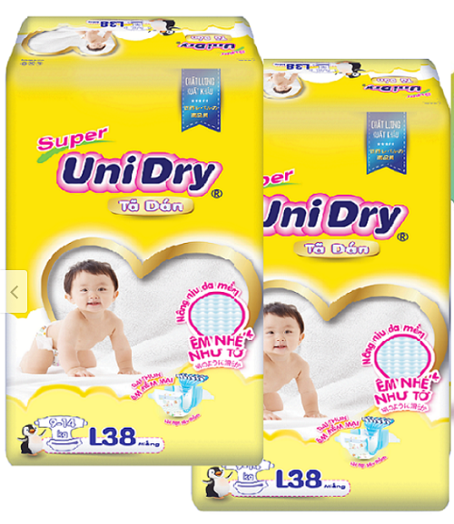 Freeship [Tặng 8 miếng cùng loại] Combo 2 Bịch Tã Dán Siêu Thấm Unidry Size  M42 - L38 - XL34