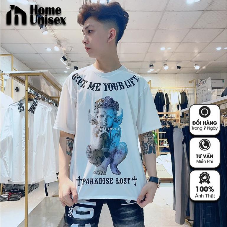 Áo phông mikenco cậu bé thiên thần 2 màu trắng đen hàng 1-1