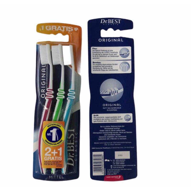 Bàn Chải Đánh Răng Dr.Best vỉ 3cái [HÀNG NỘI ĐỊA ĐỨC]