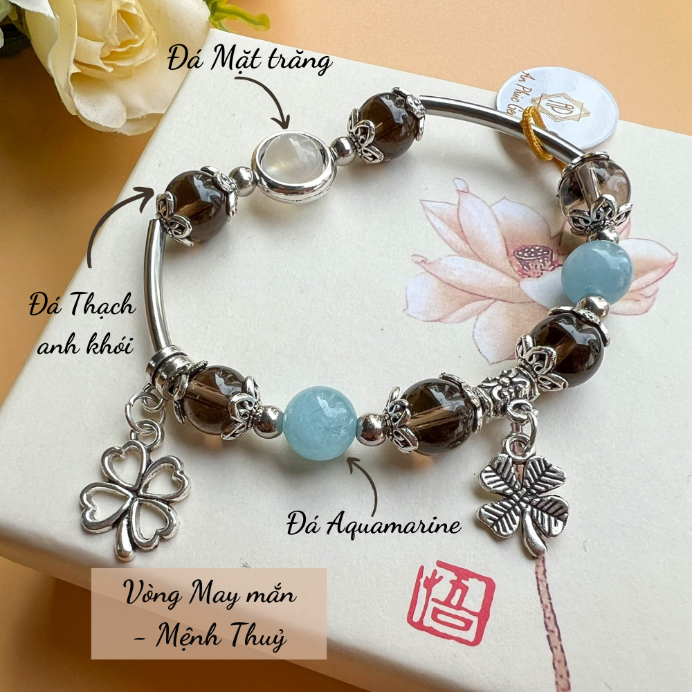 Vòng tay phong thủy nữ mix charm an phúc gems cho các cô gái mệnh thủy