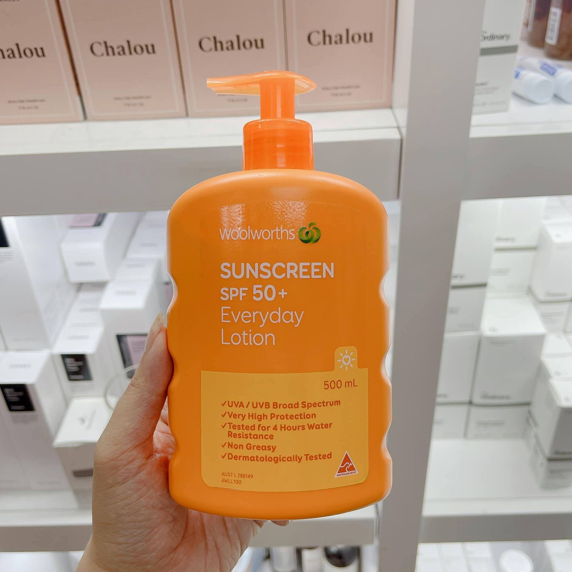 Kem chống nắng woolworths everyday sunscreen spf50+ úc 500ml - kcn body toàn thân