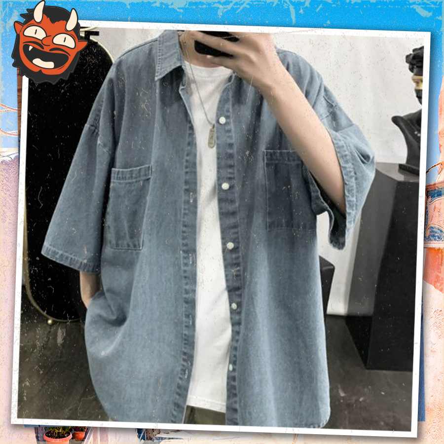 Áo sơ mi denim - jean - kaki secondhand (2hand) - vintage, cổ điển - (inbox để được tư vấn size)