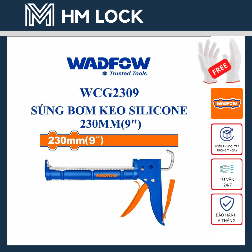 Súng bắn keo silicon 230mm wadfow - hàng chính hãng - wcg2309 - hm lock