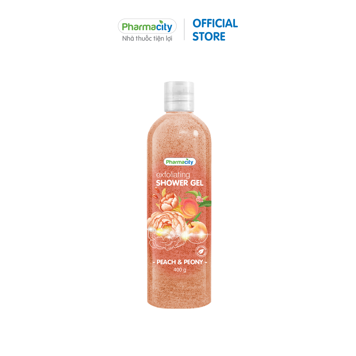 Sữa tắm chứa hạt Peach & Peony Pharmacity (Chai 400g)