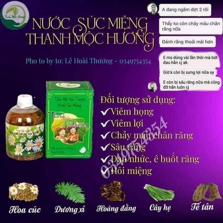Nước súc miệng ,sâu răng.... thanh mộc hương