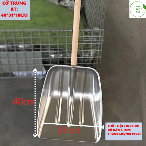 Xẻng Inox Cỡ Lớn Rộng 37cm Dày 1,1mm Nặng 1,3kg Sử Dụng Xúc Hót Nông ...