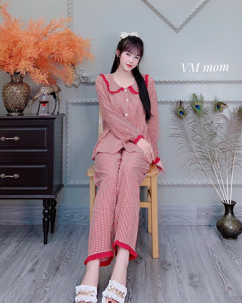 Bộ đồ bầu tiểu thư chất đũi mềm mát cho mẹ bầu
