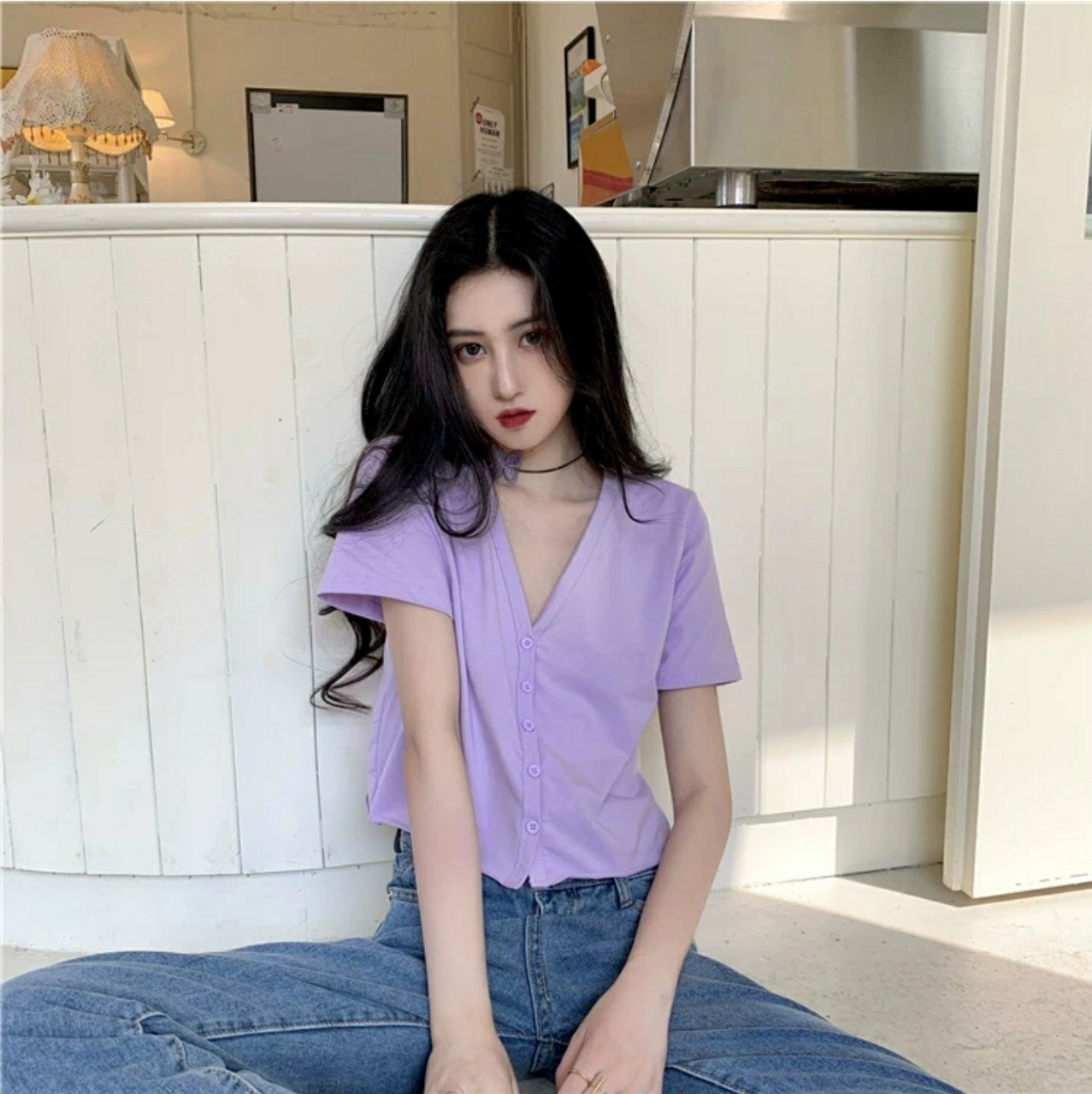 Áo Croptop YUNI Cổ Tim Tay Lỡ Unisex