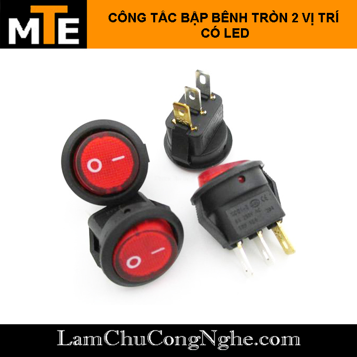 Công tắc bập bênh tròn 2 vị trí có LED KCD1