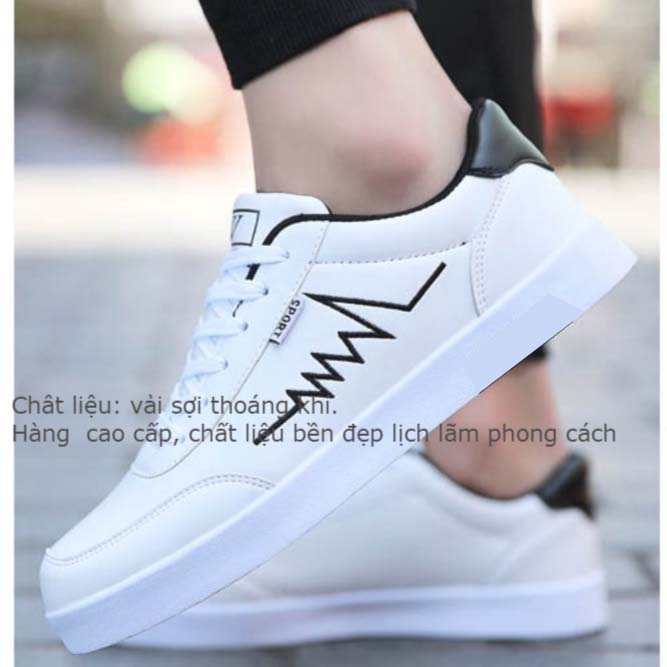 GIÀY NAM SNEAKER FULL TRẮNG THÊU NHỊP TIM, ĐẾ CHỐNG TRƠN TRƯỢT, THOÁNG KHÍ THÍCH HỢP ĐI HỌC, ĐI CHƠI, EXPORT SHOES