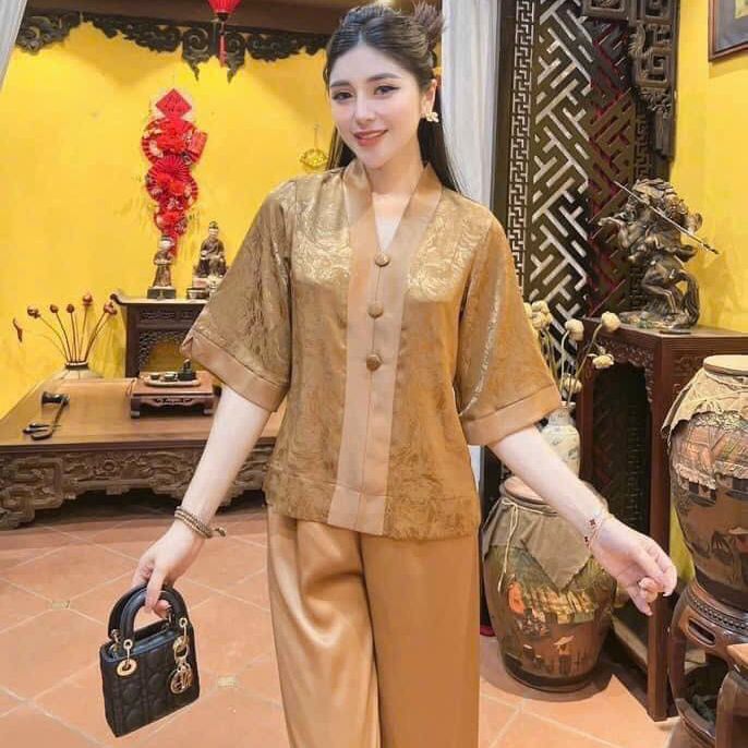 Mẫu Pháp Phục Bà Lai Lụa Gấm Cao Cấp Đi Lễ Chùa