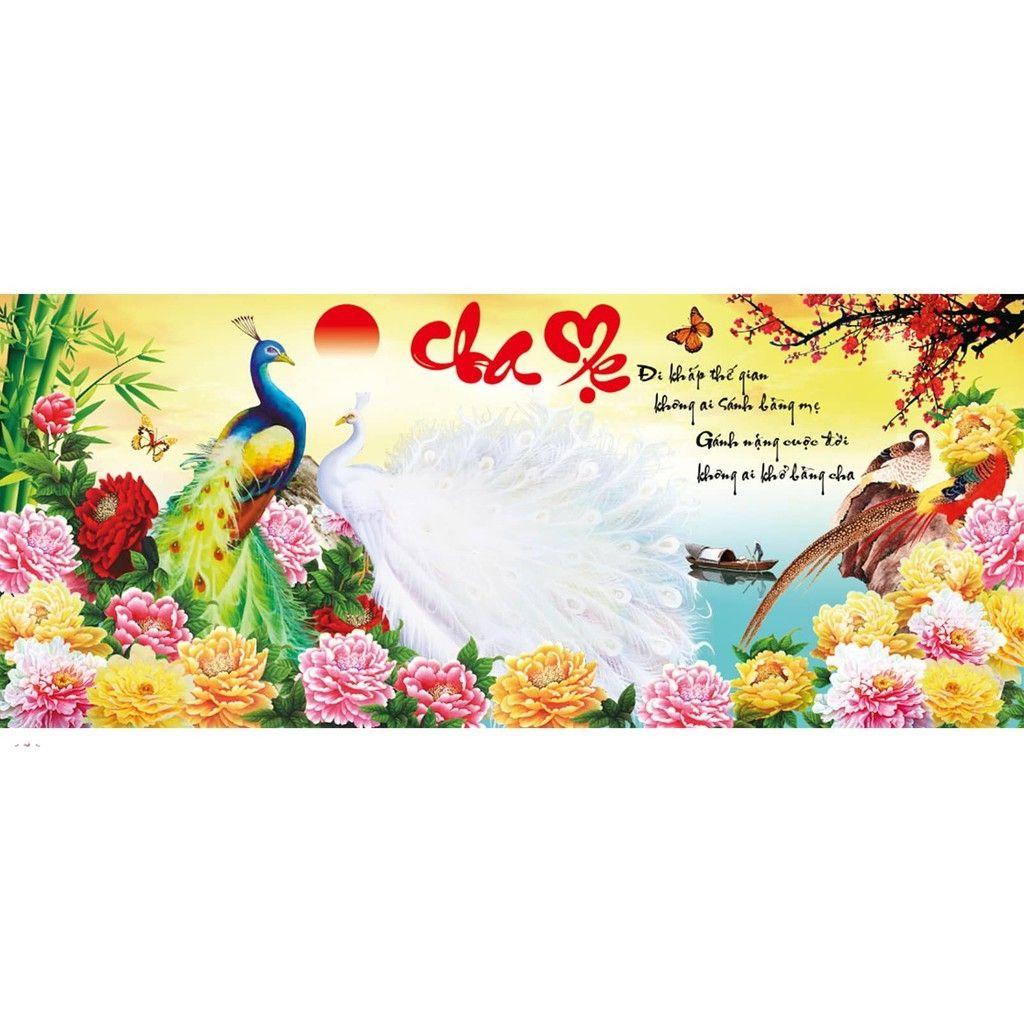 Tranh thêu chữ thập 3D Cha Mẹ