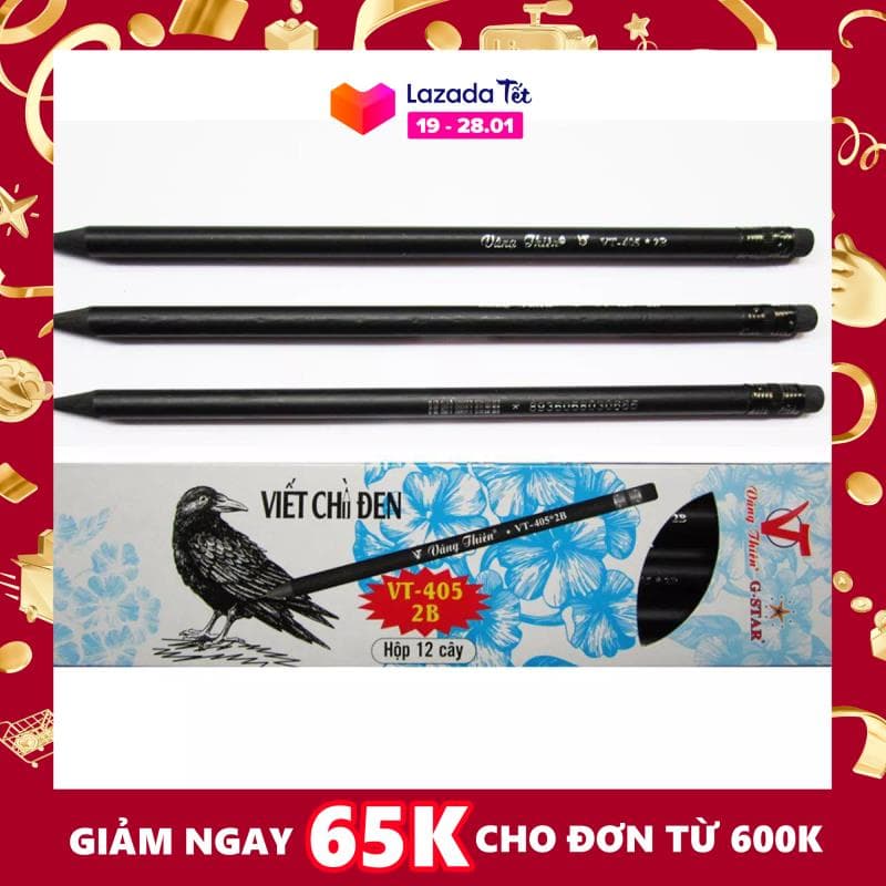 Hộp 12 cây viết chì thân đen G-star ngòi 2B nết đậm và gọt không gãy