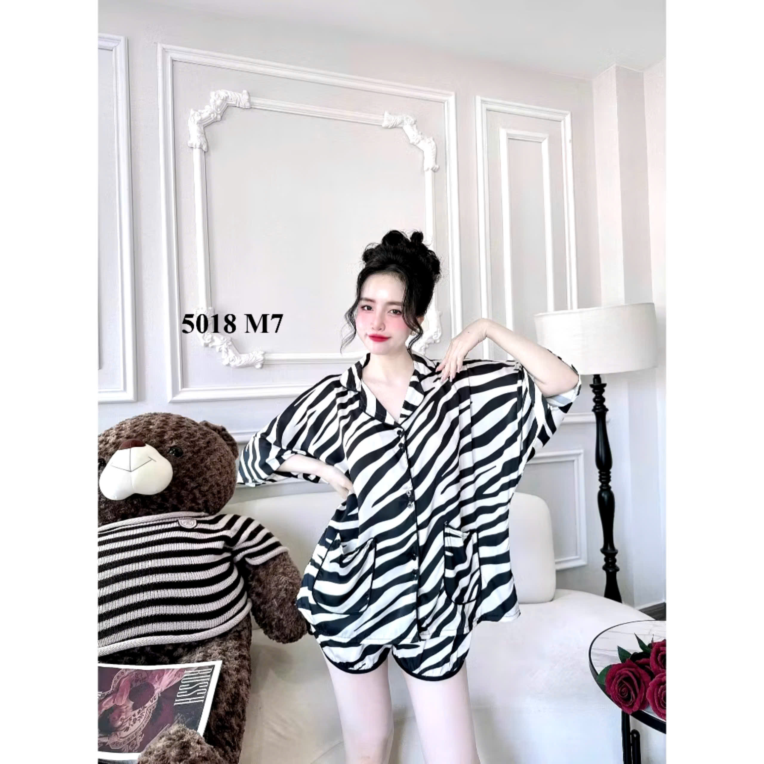 Đồ Bộ Ngủ Pijama Đùi Cánh Dơi Mango Bigsize 50-100kg Lụa Nhật